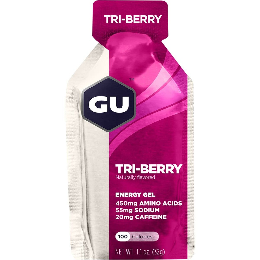 GU Energy Original Sports Nutrition Gel 8-Count Vanilla Bean and 8-Count Tri-Berry 번들 with Amino Acids and Electrolytes