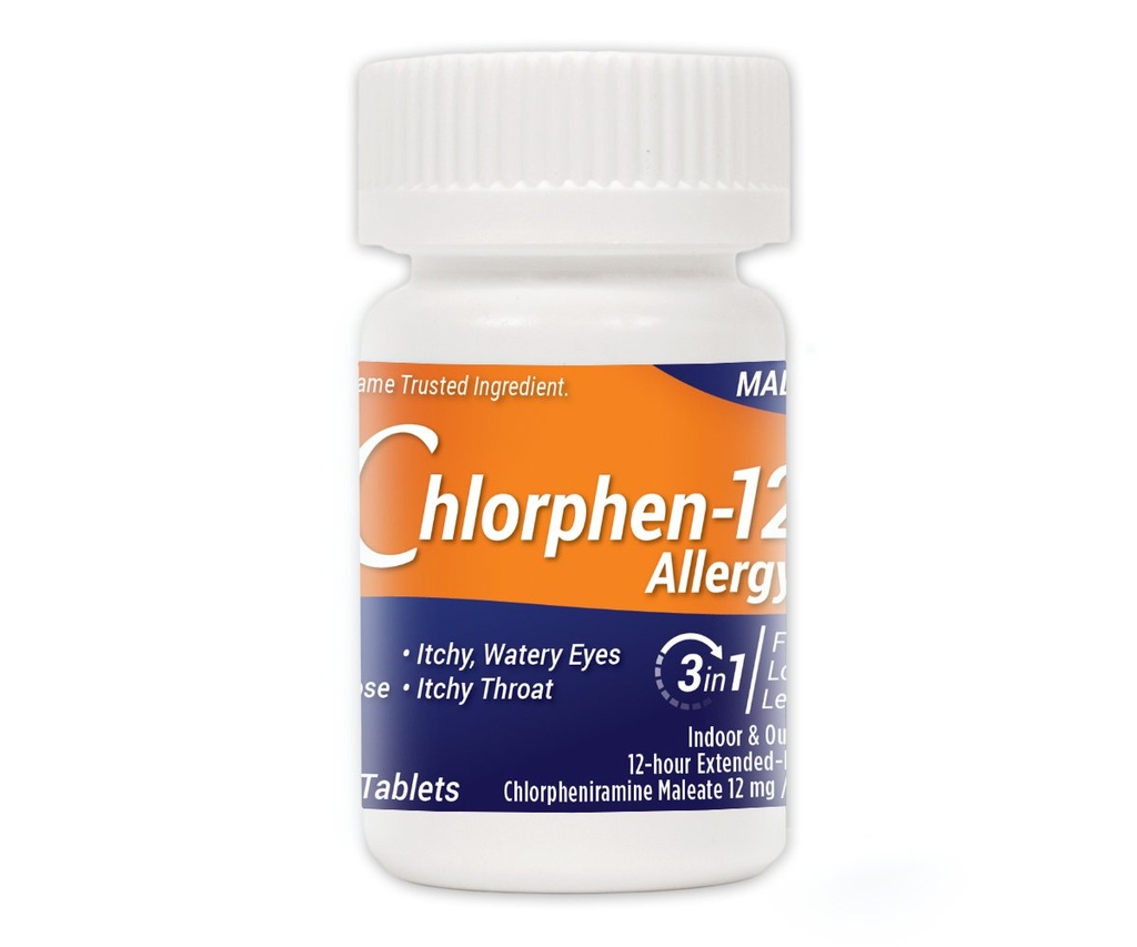 Chlorpheniramine Maleate 장시간 방출, 12 Mg의 60의 정제