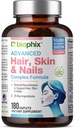비스듬한 머리 피부 및 못 복잡한 180 모자lets 10,000 mcg Biotin - Multivitamin는 강한 못 아름다운 머리 건강한 시효를 지원합니다