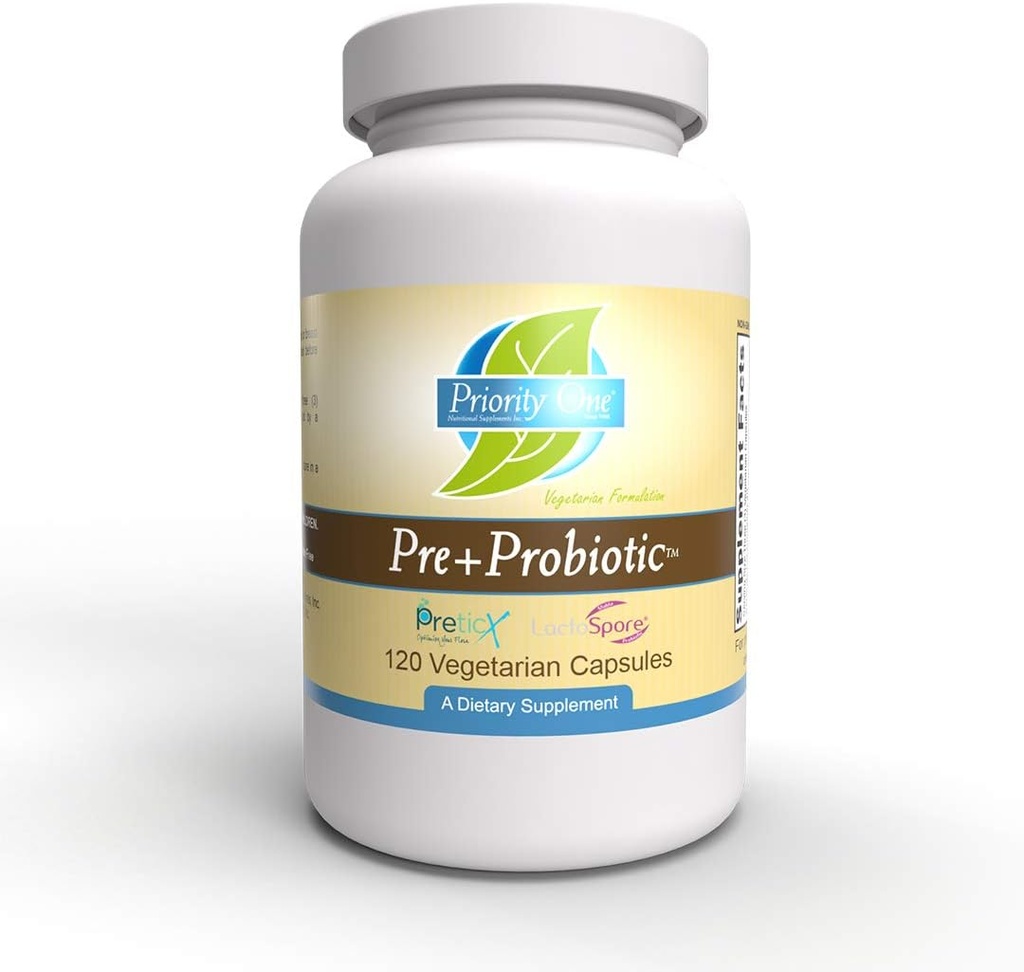 우선 1 비타민 Pre+Probiotic 120 채식 캡슐 - 건강한 Gut Microflora * 임상 강도 지원