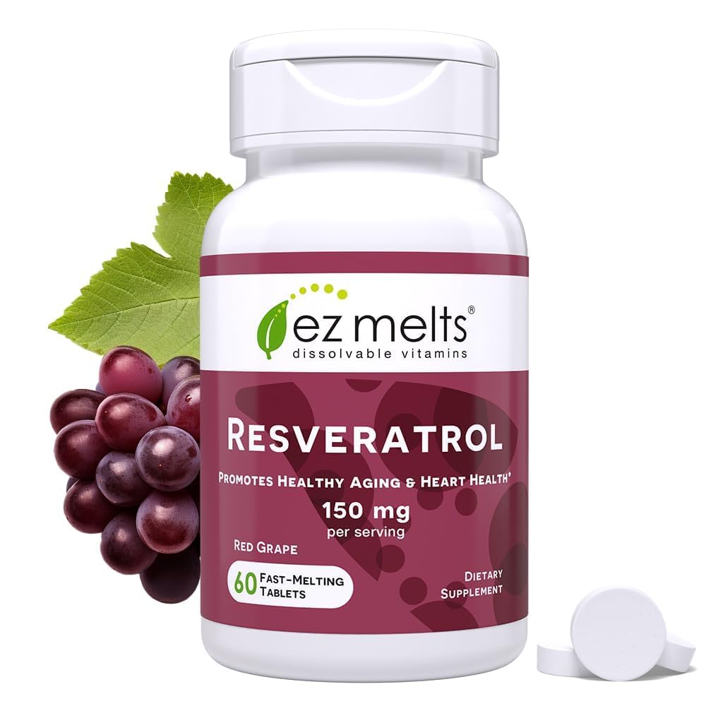 EZ 녹슬지 않는 Resveratrol 보충교재 150 mg, 설탕 자유로운, 1 달 공급 - 1 팩