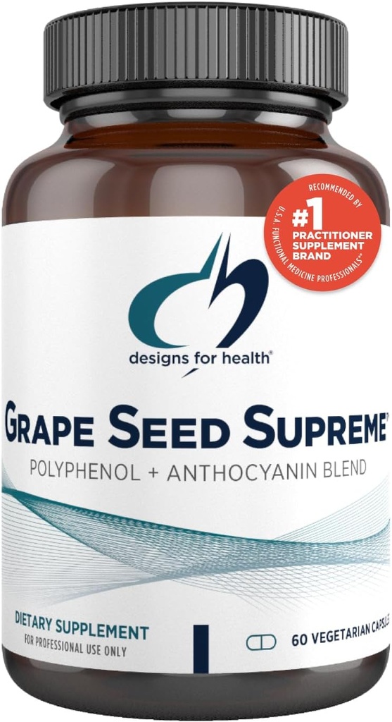 건강 포도씨 대대를 위한 디자인 - 포도 피부 + Muscadine 포도를 가진 200mg 포도당 추출물 보충교재 - 비 GMO Polyphenol + Anthocyanin 산화 방지제 혼합 (60의 캡슐)