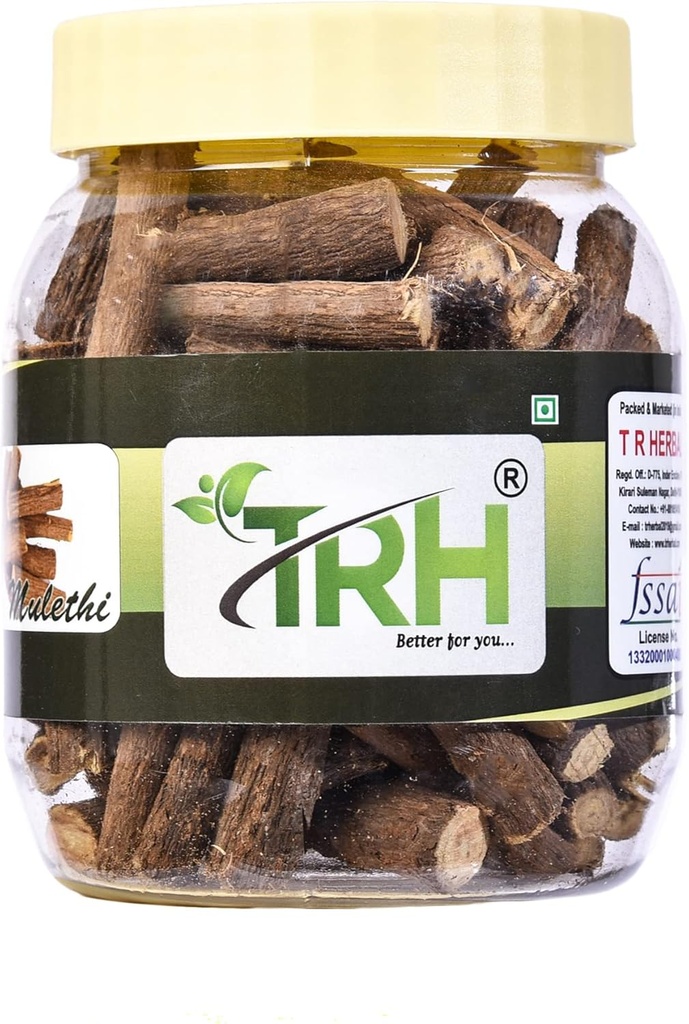 TRH Mulethi 뿌리 스틱|Mulethi Liquorice|Glycyrrhiza glabra|몸, 피부, 머리 (200gm) 팩 (1 x 200gm)