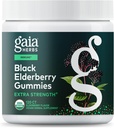 Gaia Herbs Black Elderberry (Sambucus nigra) Extra Strength Gummies - Delicious Immune Support Supplement * - Immune System Support * - 120 Gummies에 대한 인증 유기농 블랙 엘더 베리로 제작