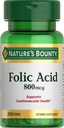 성격 Bounty Folic 산 보충교재, 지원 심장 혈관 건강, 800mcg, 250의 정제