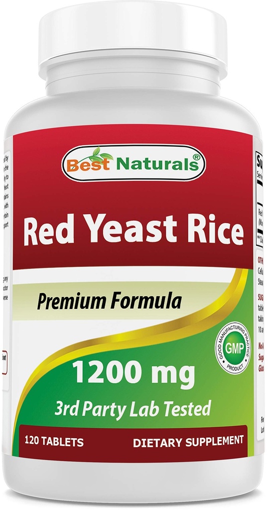 최고의 자연 빨간 효모 쌀 1200 mg (Non-GMO) 120 정제 - 비 Irradiated, Citrinin 무료