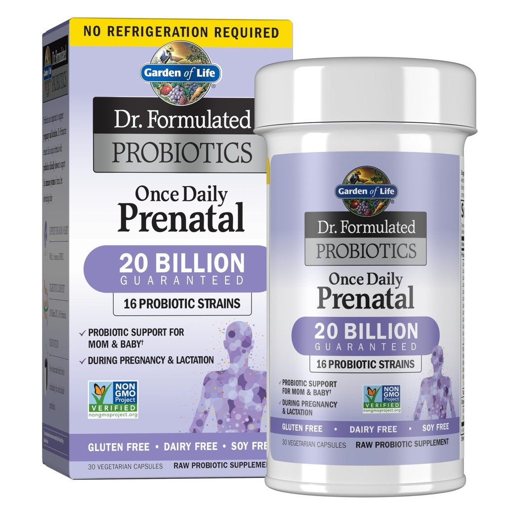 생명 박사의 정원. 공식화 된 Probiotics 한 번 매일 Prenatal - Acidophilus 및 Bifidobacteria Probiotic 지원 엄마와 아기 - 선반 안정 - 글루텐, 낙농 및 Soy-Free - 30 채식 캡슐