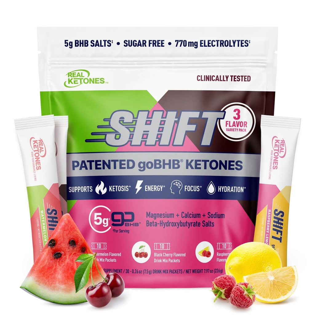 Real Ketones BHB Exogenous Ketones 음료 혼합 Packets Keto Electrolytes 분말 패킷 4 주요 빠른 Electrolytes Plus Hydrating 특허 Keto BHB - 30 개 다양성 팩