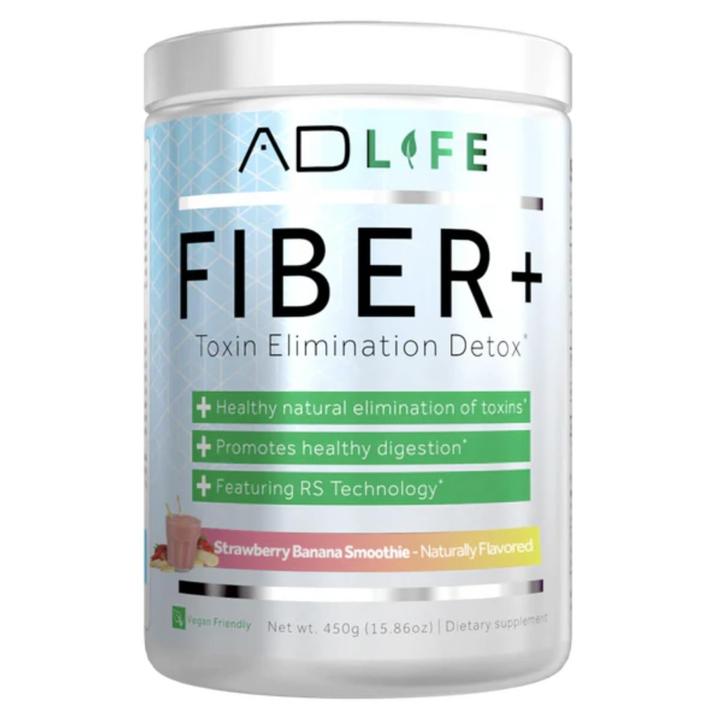 Project AD Fiber+ Vegan Fiber Supplement Powder, Gut Health 및 Digestive Regularity 지원 (Strawberry Banana, 16.4 oz)
