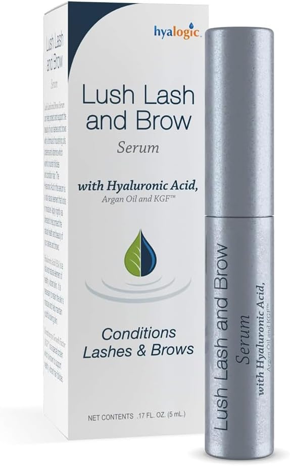 Hyalogic HA Lush Lash and Brow Serum with Hyaluronic Acid, Argan Oil and KGFTM for Lashes & Brows 컨디셔닝 - 0.17 Ounce