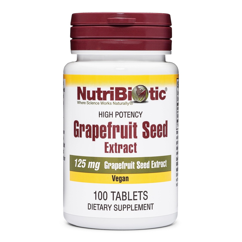 NutriBiotic – Grapefruit Seed Extract Tablets 125mg, 100 Count | Bioflavonoids가있는 프리미엄 등급 GSE | Potent Immune 및 전체 건강 지원 | 삼키기가 용이 | Vegan, Gluten Free, Non-GMO