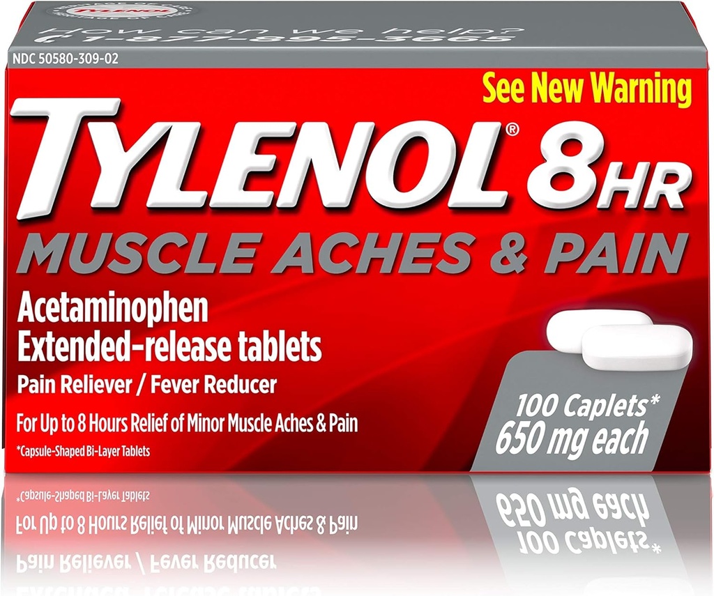 Tylenol 근육을 위한 8 시간 근육 Aches & 고통 Acetaminophen 정제 & 합동 고통, 100 ct