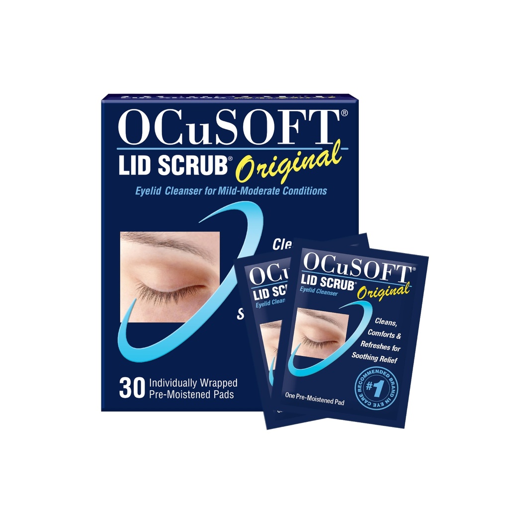 OCuSOFT Lid Scrub Original Eyelid Cleanser - Mild 용 Pre-Moistened Eyelid Wipes - Eyelid Cleanser to Clean, Comfort & Soothe Irritated Eyelid - 30 카운트