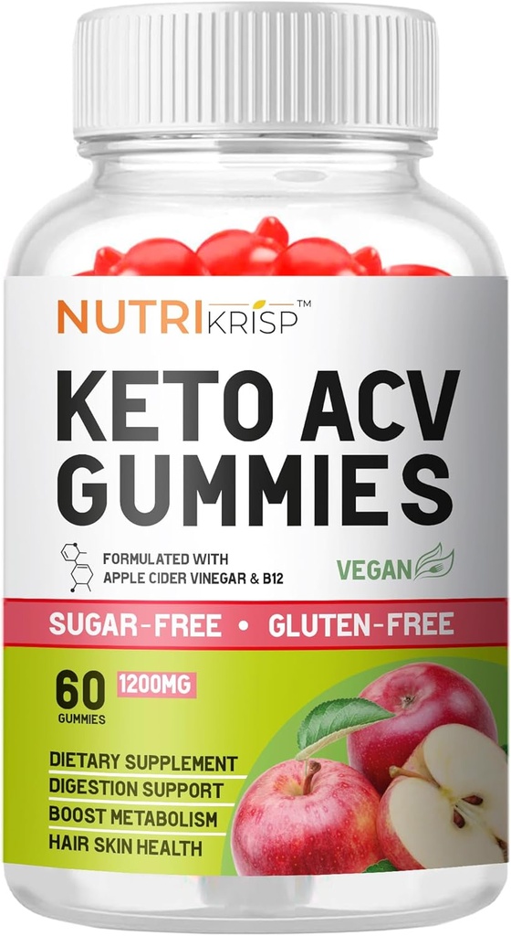 Keto ACV Gummies 고급 체중 감소 & 급속하게 뚱뚱한 화상 - 설탕 자유로운 글루텐 자유로운 최고 Apple Cider Vinegar Diet 남성 여성 (1200MG)를 위한 보충교재