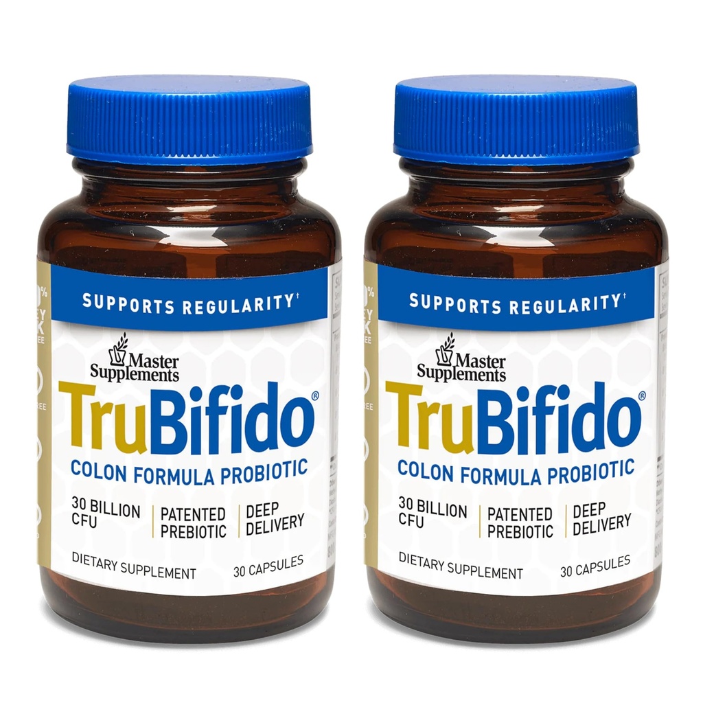 마스터 보조 식품 TruBifido - 30 캡슐, 2 팩 - 대령 건강 및 에너지를위한 강력한 프로 바이오 틱 - 면역 부스터, 일반 지원 - 글루텐 무료 - 60 총 서빙