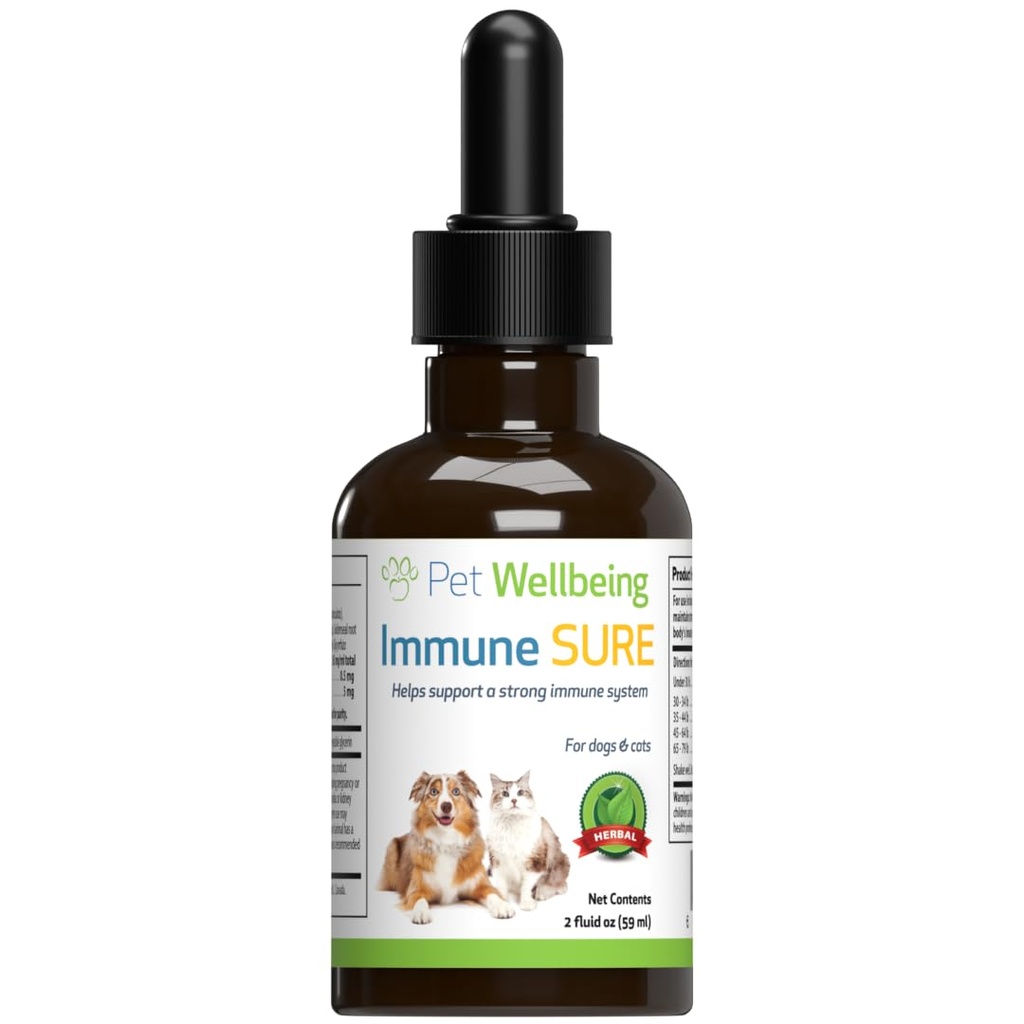 고양이를위한 애완 동물 웰빙 면역 확실한 - 정상 면역 방어, Gut Flora Balance, Andrographis, Echinacea, 비타민 C, 아연 지원 - 수의식 공식 초본 보충 2 fl oz (59 ml)