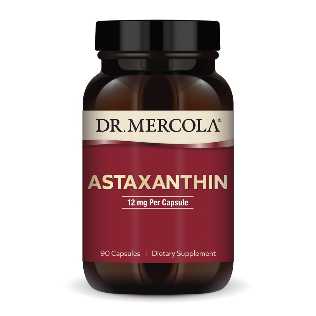 Mercola Organic Astaxanthin 박사 - 12 mg Astaxanthin - 강력한 산화 방지제 지원 - 유기 미생물 추출물 - 비 GMO, 글루텐 - 무료 & Soy-Free - 90 캡슐 (90 서빙)