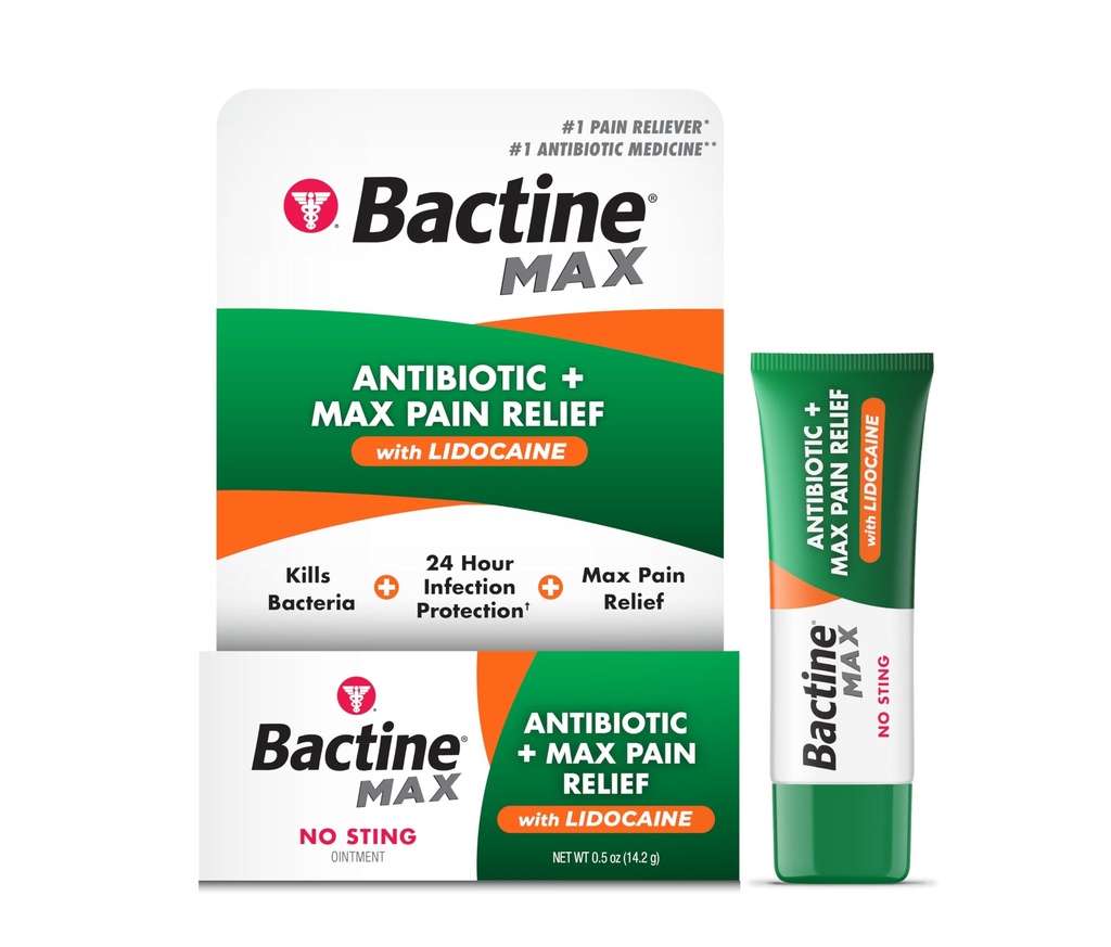 Bactine MAX 항생제 + 통증 완화 연고 - 리도카인과 항생 연고 - 통증 + 치아 완화 및 스크랩 및 화상 - 리도카인 Numbing 크림 - 0.5oz