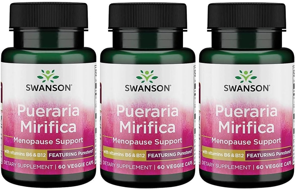 Swanson Pueraria Mirifica B6 '&' B12 - Puresterol 60 Veg Caps 3 팩을 특징으로