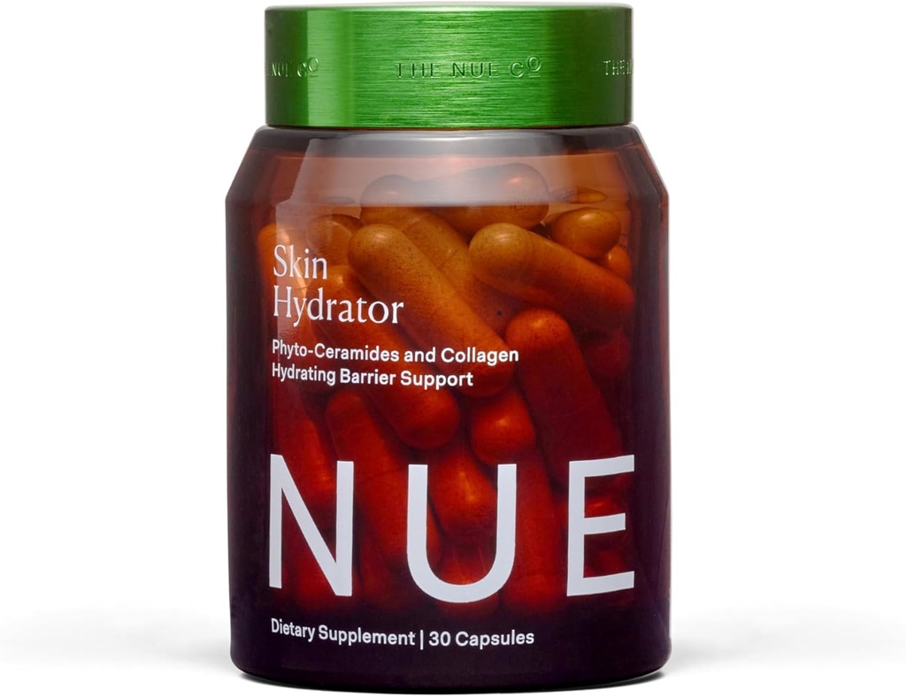 Nue Co. Skin HYDRATOR 보충, Hydrolyzed Collagen, Aloe 및 Hyaluronic 산, 글루텐 자유로운, 30의 캡슐을 포함합니다