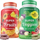 Superfood Fruit and Veggie Supplement - 360 전체 슈퍼 과일과 야채 보충 교재 & 베타 카로틴, 콩 무료 180 개 (팩 2)