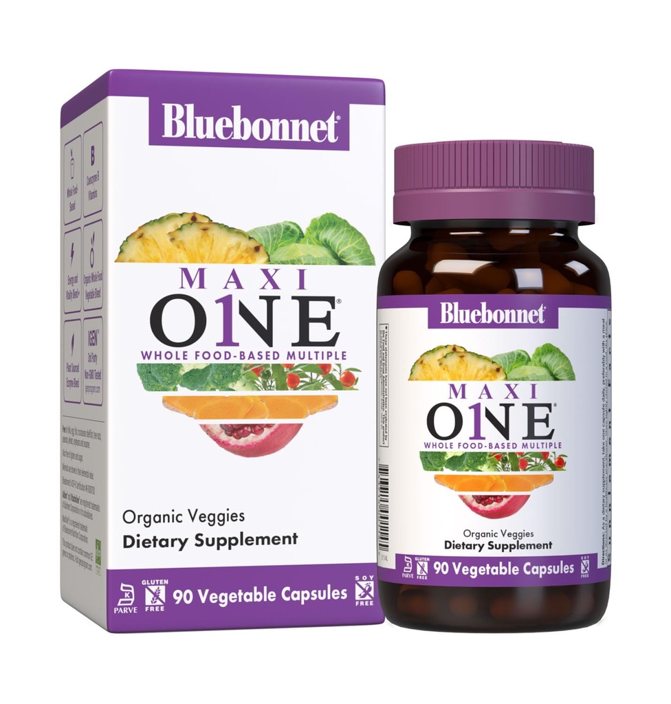 Bluebonnet 영양 Maxi 하나 (철에), 전체적인 음식 다수, 효소, 에너지, 활력, 글루텐 자유로운, 고저, 낙농 자유로운, 채식주의자 친절한, Soy-Free, 비 GMO, 90 식물성 캡슐, 3 달 공급, 베이지