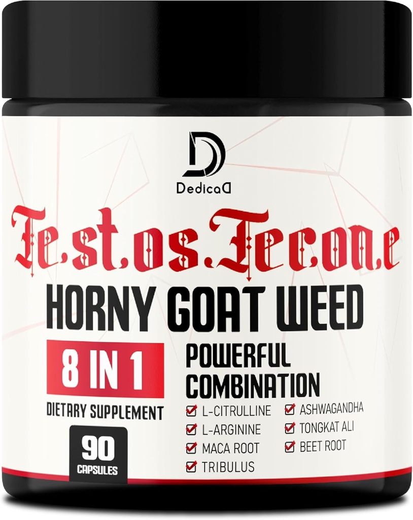 90 캡슐 - 8in1 Horny Goat Weed for Men, Tribulus Terrestris, L-Arginine, Maca Root, Tongkat Ali, Beet Root - 에너지 운동 근육 힘 지원