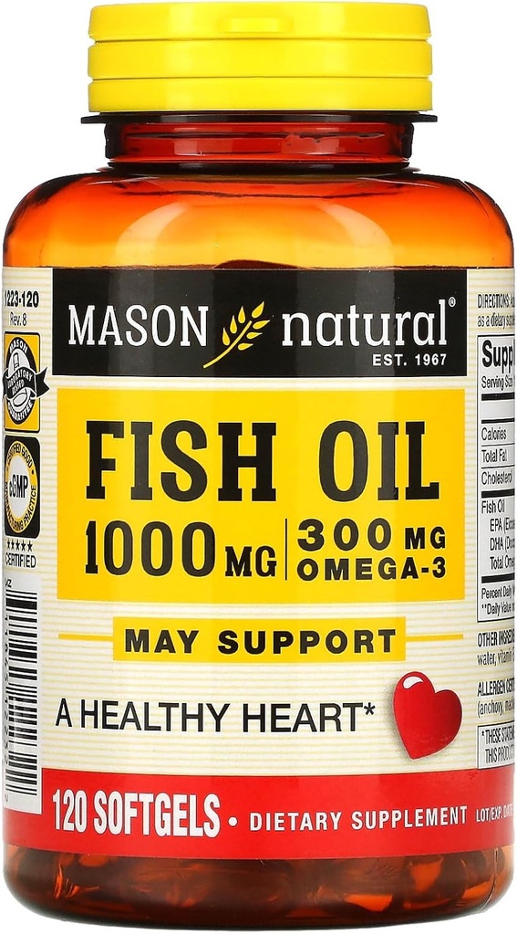 SON NATURAL 물고기 기름, 1,000 mg, 120 Softgels