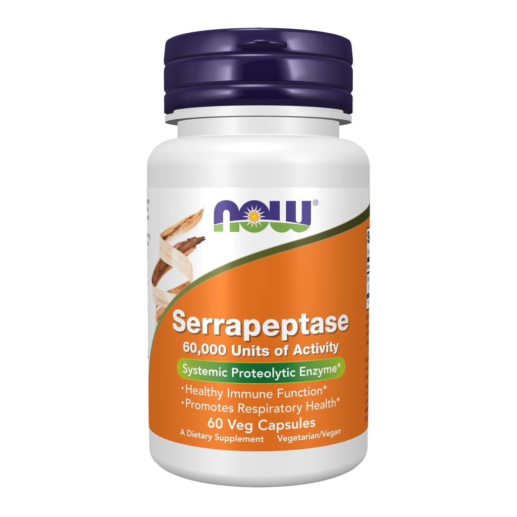 이제 식품 보충제, Serrapeptase 60,000 활동 단위, 호흡 건강 및 면역 기능을 촉진 *, 60 Veg 캡슐