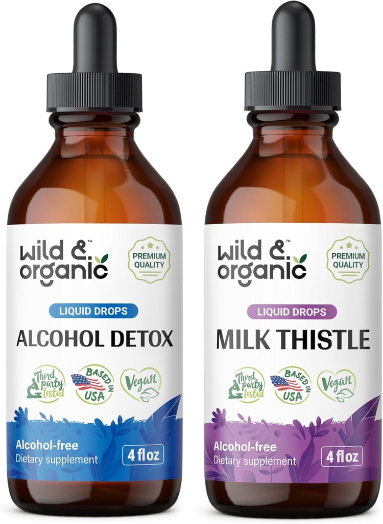 야생 & 유기 알코올 Detox Tincture 4 fl oz & 우유 Thistle Tincture 4 fl oz