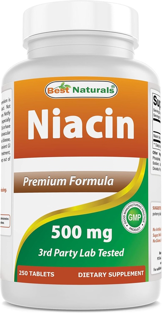 최고의 자연 Niacin 500mg 250 타블렛 - 또한 호출 비타민 B3 (250 개))