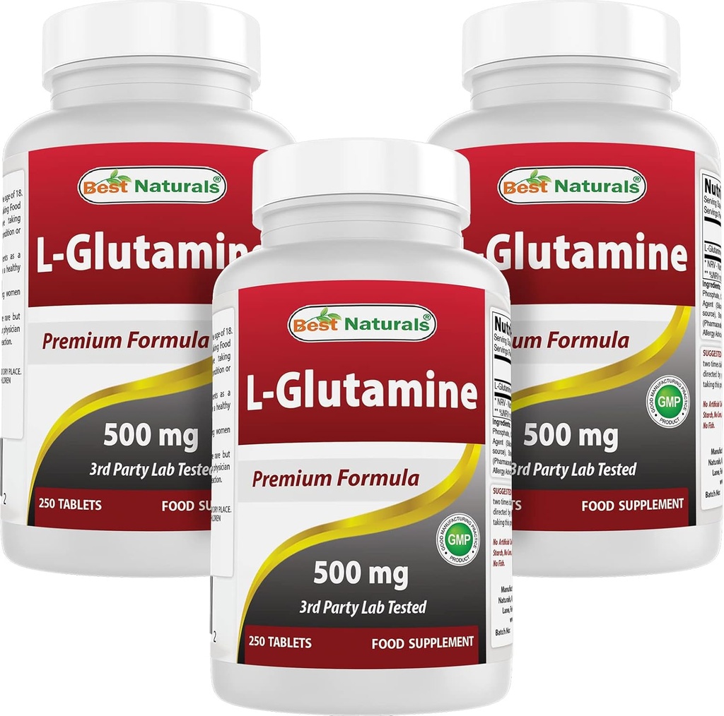 최고의 자연 L 글루타민 500mg, 250 정제 (250 개)