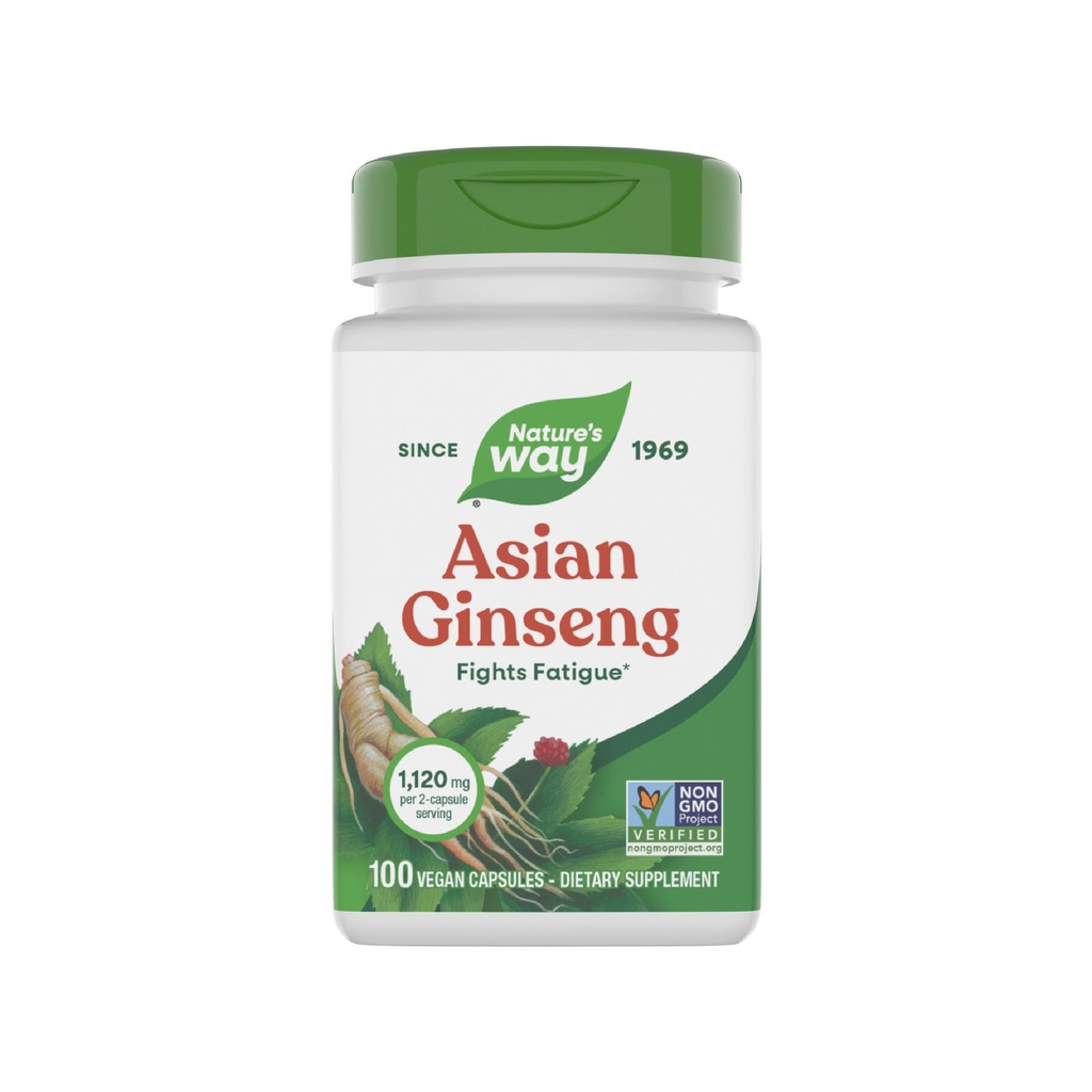Nature's Way Asian Ginseng, Fights Fatigue*, 2 캡슐 서빙 당 1,120mg, Non-GMO Project Verified, Vegan, 100 캡슐 (패키지 May Vary)