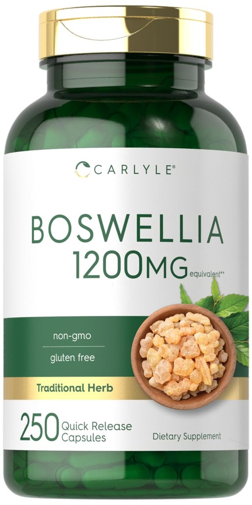Carlyle Boswellia Extract Capsules | 250 Count | Boswellia Serrata Complex with Black Pepper Extract | 비 GMO, 글루텐 무료 보충 교재