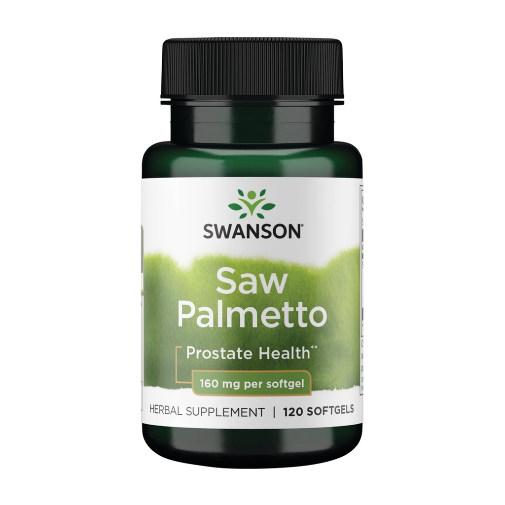 Swanson Saw Palmetto 남자 전립선 건강 호르몬 지원 유린 건강 160 밀리그램 120 Sgels