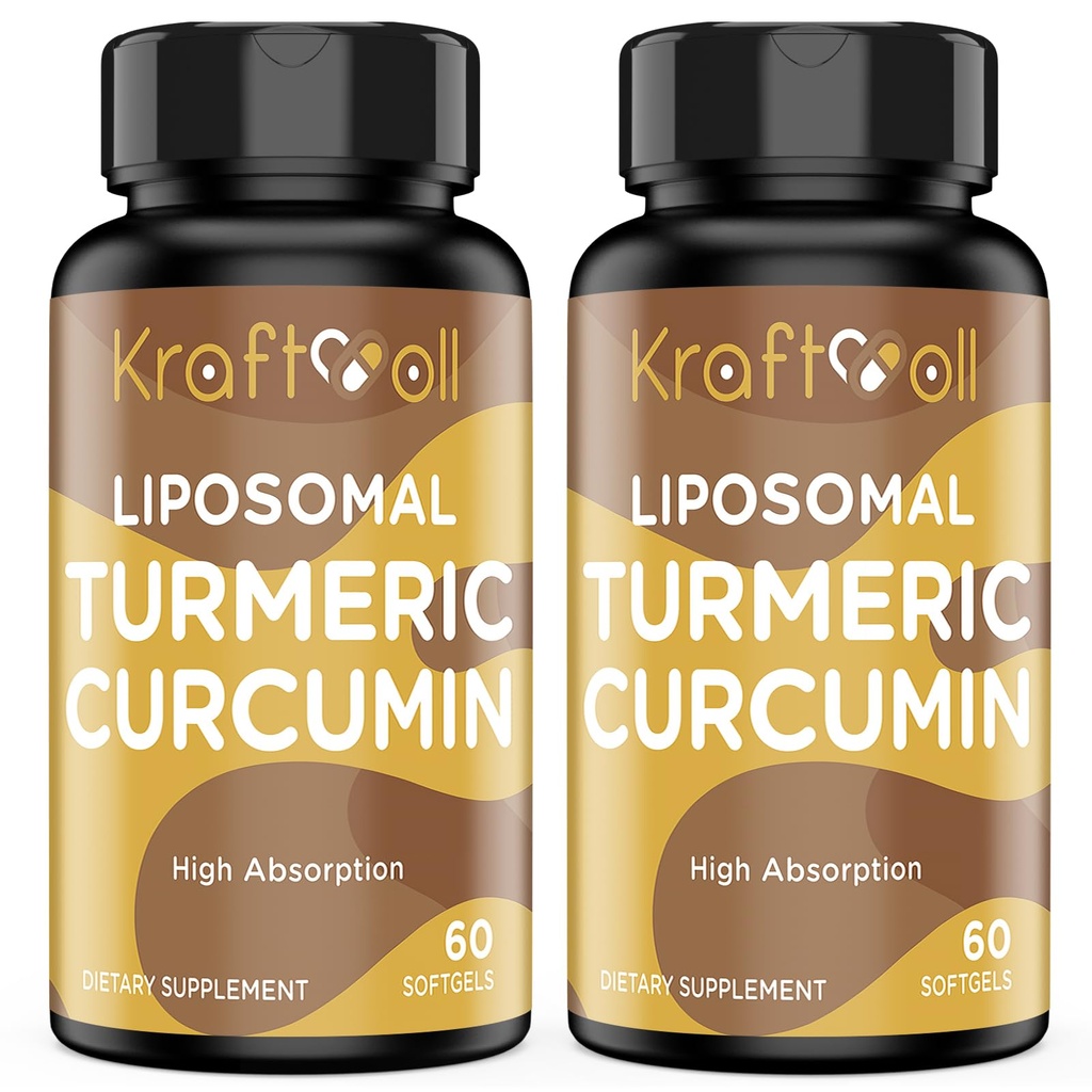 Liposomal 심황 Curcumin 강화한 흡수 및 합동 지원을 위한 까만 고추를 가진 2200 mg, 60 softgels (2개의 병)