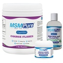 MSM Coarse Flakes 1lb, MSM 근육 & 합동 크림 2oz 및 유기 알로에 8oz를 가진 MSM 젤을 가진 KALA HEALTH MSMPure 시동기 뭉치