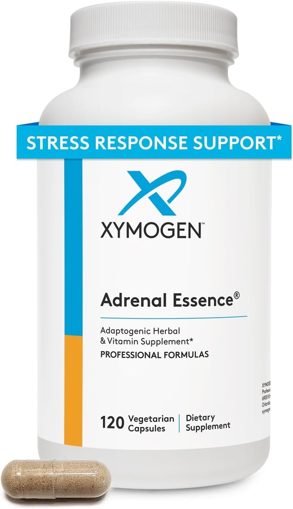 XYMOGEN Adrenal Essence - Adaptogenic 허브 (Cordyceps, Rhodiola Extract, Ginseng) + B 비타민과 함께 Adrenal 지원 - 건강한 에너지 레벨과 건강한 면역 기능 (120 캡슐)