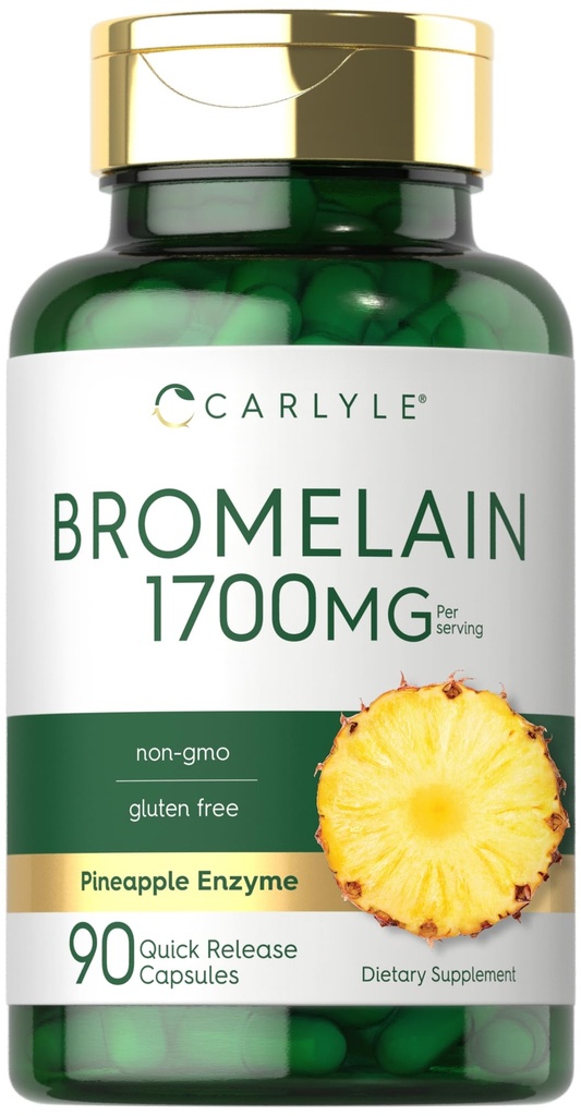 Carlyle Bromelain 1700 mg | 90 캡슐 | 파인애플 효소 보충 | 비 GMO 및 글루텐 무료