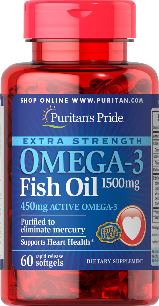 Puritans Pride 여분 힘 Omega-3 물고기 기름 1500 Mg 450 Mg 활동적인 Omega-3 Softgels, 60 조사