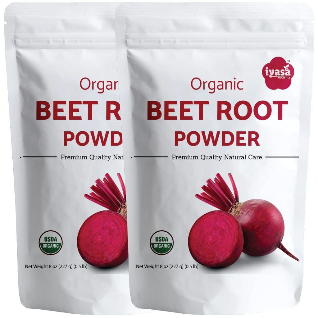 Iyasa Organic Beet Root Powder, 식물 기반, Vegan, Gluten-Free, 베이킹 및 요리를위한 Beetroot Superfood 1 lb 16 oz 453 gm