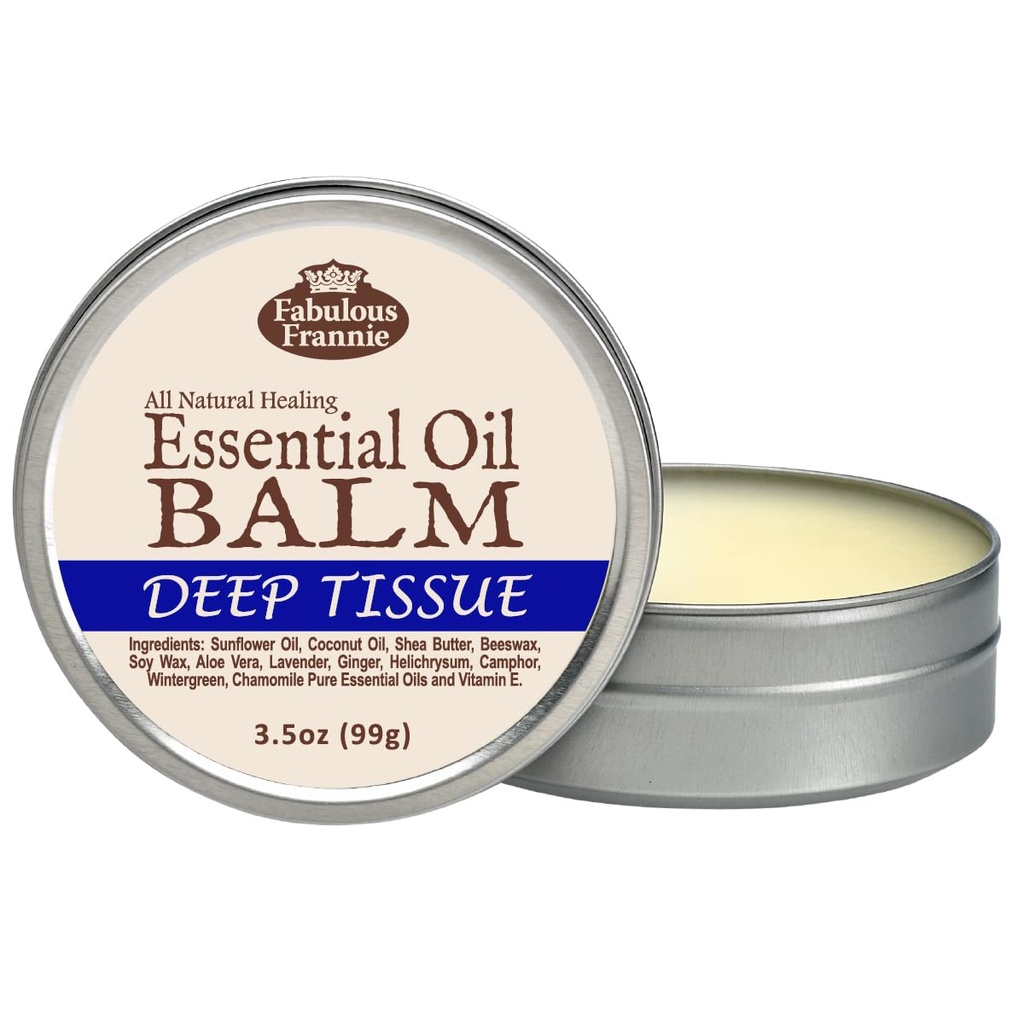 Fabulous Frannie 딥 티슈 모든 천연 에센셜 오일 치유 Balm Sunflower 오일, 코코넛 오일, Shea Butter, Beeswax, Soy 왁스, 알로에 Vera 및 순수 에센셜 오일 3.5oz (팩 1)