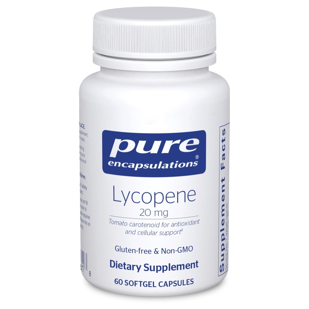 Pure Encapsulations Lycopene 20 mg | 셀룰러 및 Macular 지원용 보조 보충교재 | 60 Softgel 캡슐
