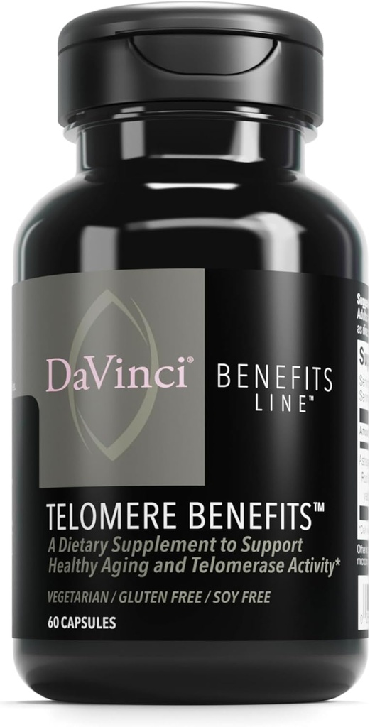 DAVINCI Labs Telomere 이점 - 건강한 시효, 산화 방지제 수준, 기억 및 Telomerase 활동을 지원하기 위하여 규정식 보충교재 * - Astragalus 뿌리 추출물과 더불어 - 글루텐 자유로운 - 60 식물성 캡슐