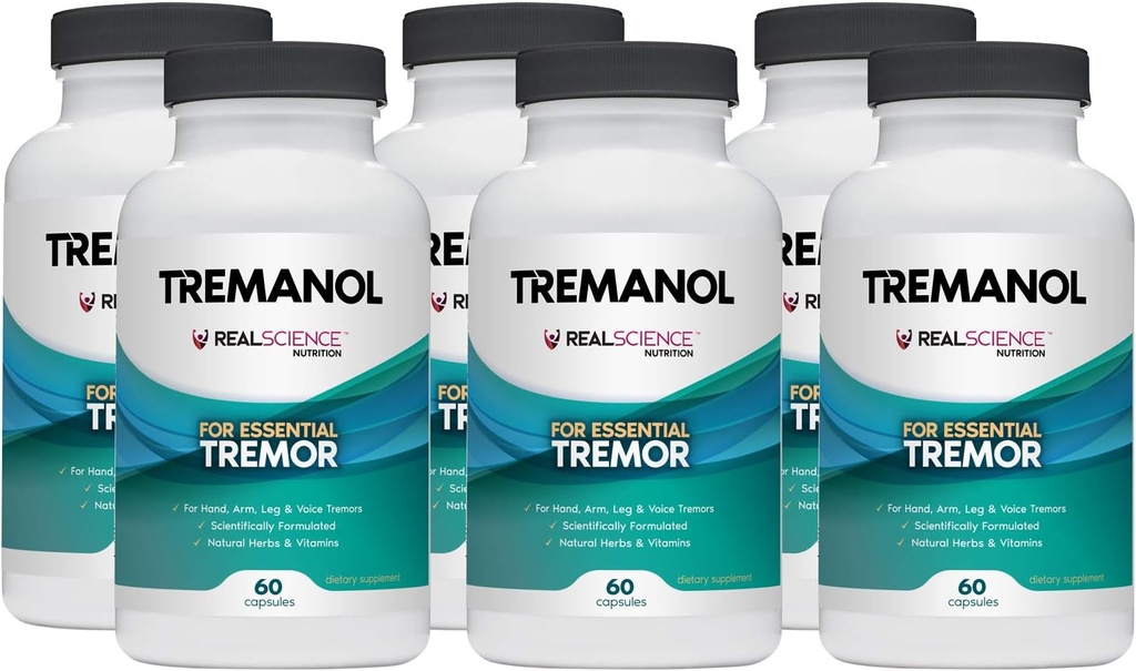 Tremanol - 6 팩 - 필수 Tremor에 대한 자연 보조 - Shaky Hands, Arm, Leg, & Voice Tremors에 대한 완화 제공