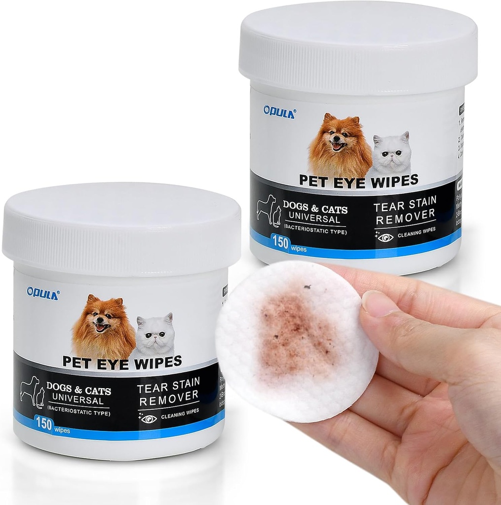 300Pcs 개 눈 닦음 생물 분해성, Hypoallergenic 고양이 개 눈 세탁기술자, 애완 동물 눈물 얼룩 제거제 닦음 | 주름, 얼굴, 눈 세탁기술자 패드를 Gently 제거 방전, 녹스 | 무향한 애완 동물 눈물 닦음
