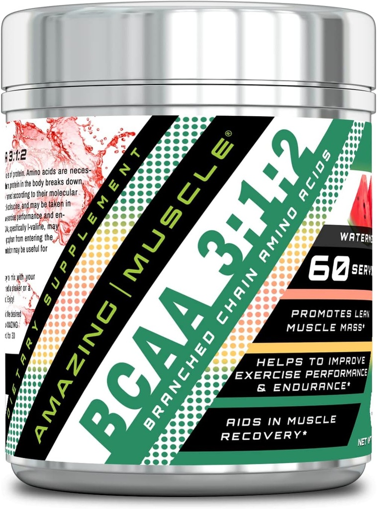 놀라운 근육 BCAA 3:1:2 보충 | 60000 Mg Per 서빙 | 60 서빙 | 수박 맛