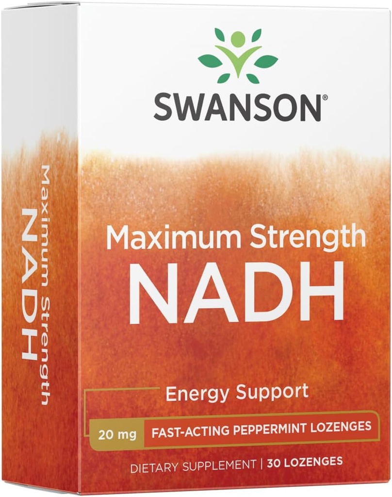 Swanson 최대 힘 NADH - 뇌 건강 및 에너지 지원을 촉진하는 빠른 행동 Peppermint Lozenges - 비타민 B3 Coenzyme 싸움 피로를 돕기 - (30 정제, 20mg 각각) 1 팩