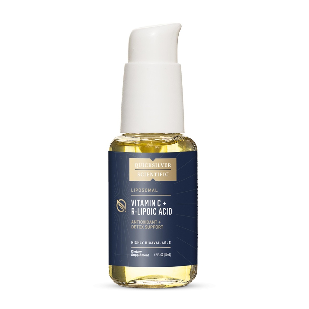 Quicksilver Scientific Vitamin C + R Lipoic Acid - RLA가있는 Liposomal 비타민 C - 산화 방지제, Detox & 면역 지원 보충 - 수 페리 어 흡수 (50 ml)