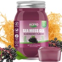 ACEYO (18 OZ) 아일랜드어 Elderberry Sea Moss Gel 유기 익지않는 Vegan 맛 102 비타민 및 무기물 야생 Harvested Non-GMO Immune Defense Booster Thyroid 소화 지원